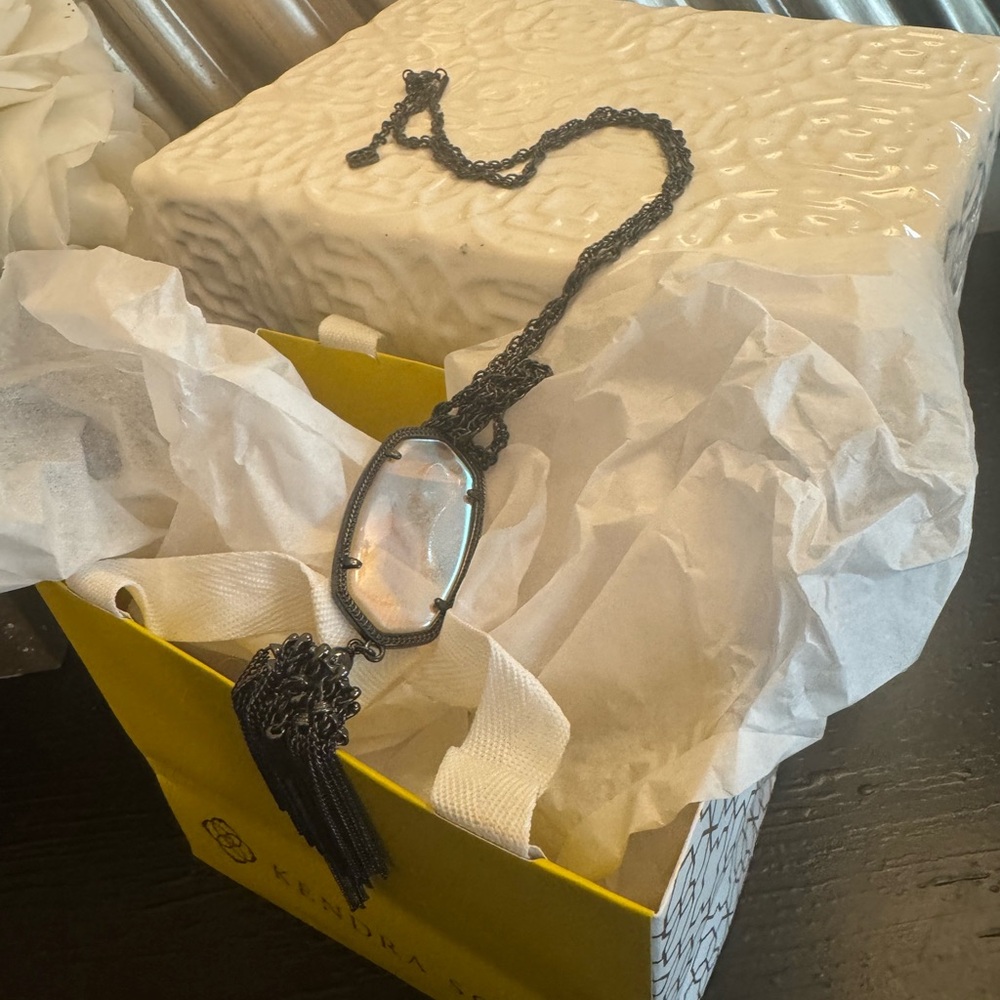 Kendra Scott Black Necklace with Iridescent Pendant